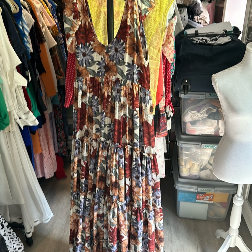 Eugenia Fernández Long Small Floral Dress